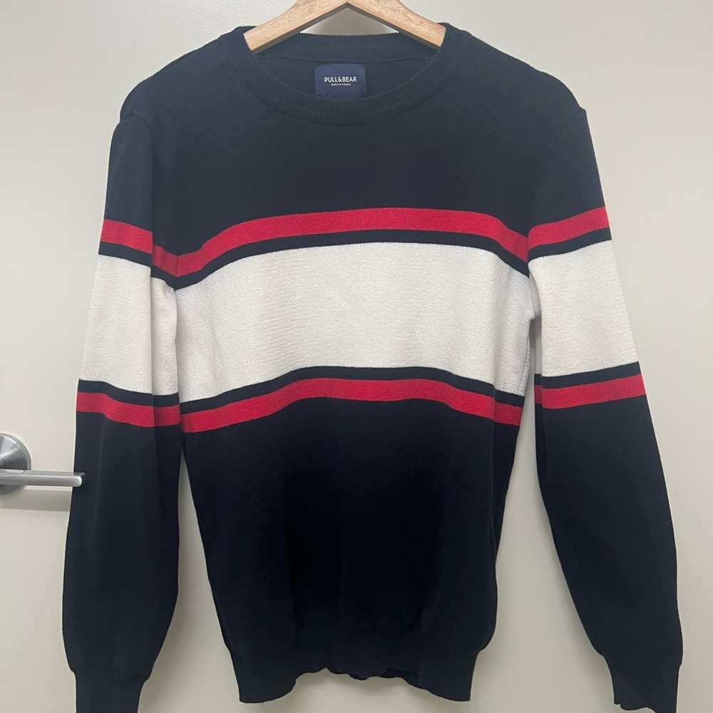 Pull & Bear Navy, Red & White Striped Sweater – Size M